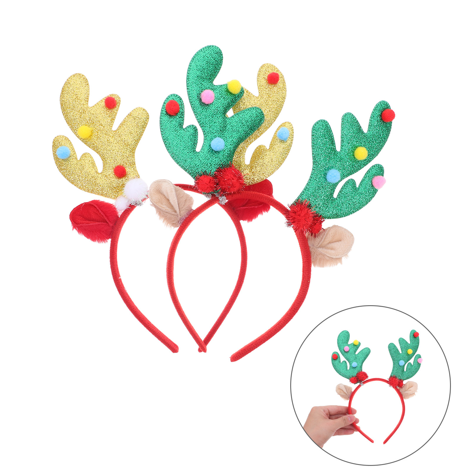 Reindeer Antlers Headband - 크리스마스 테마의 사슴 뿔 머리띠 2개