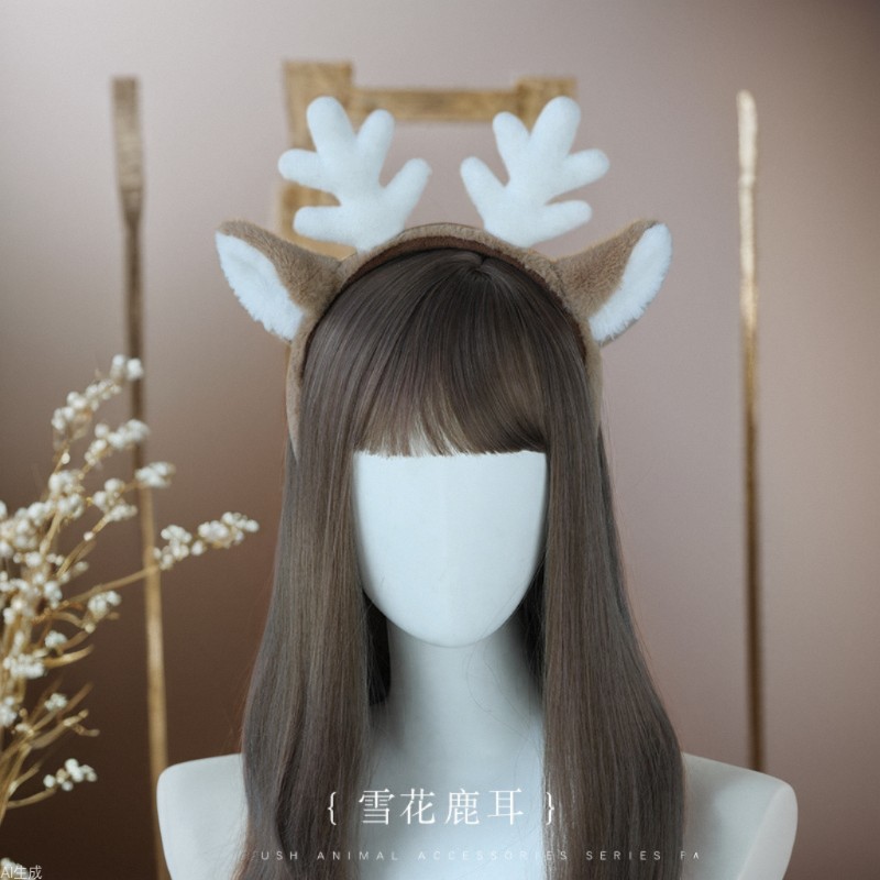 크리스마스 의상 머리띠 순록 귀 모피 눈송이 헤어 액세 - Reindeer Antlers Headband 리뷰 및 가격