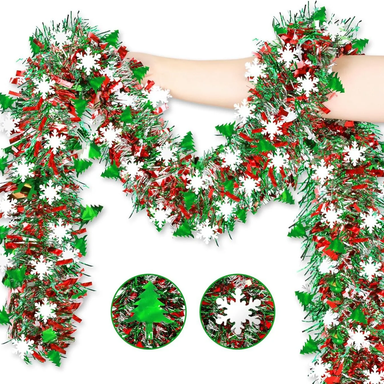 2M 크리스마스 눈송이 틴셀 가랜드 크리스마스 트리 장 - Tinsel Garland Decoration 리뷰 및 가격