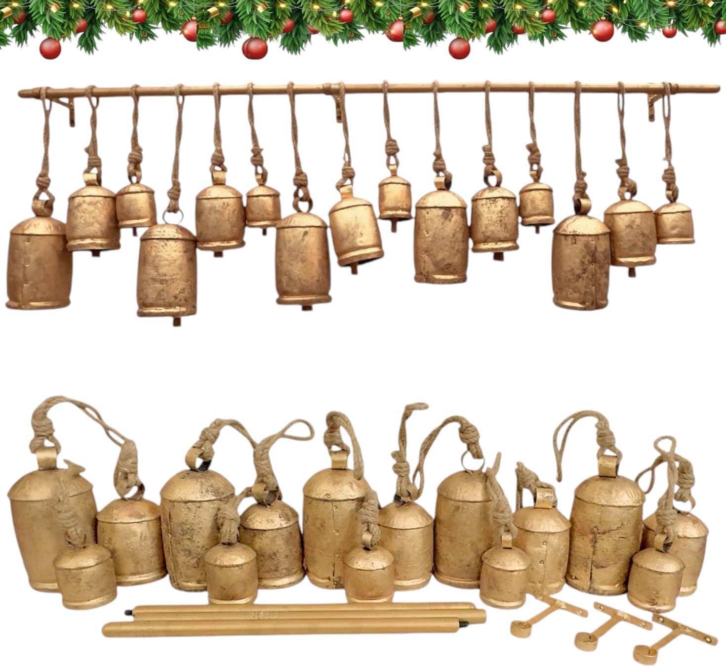 RW 러스틱 자이언트 크리스마스 벨 - 15개 세트 빈 - Christmas Stocking Hanging 리뷰 및 가격
