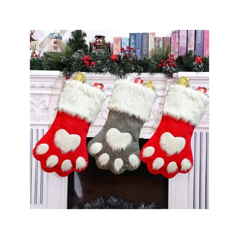 겨울용 부드러운 소재의 강아지 발 모양 크리스마스 장식 - Christmas Stocking Hanging 리뷰 및 가격