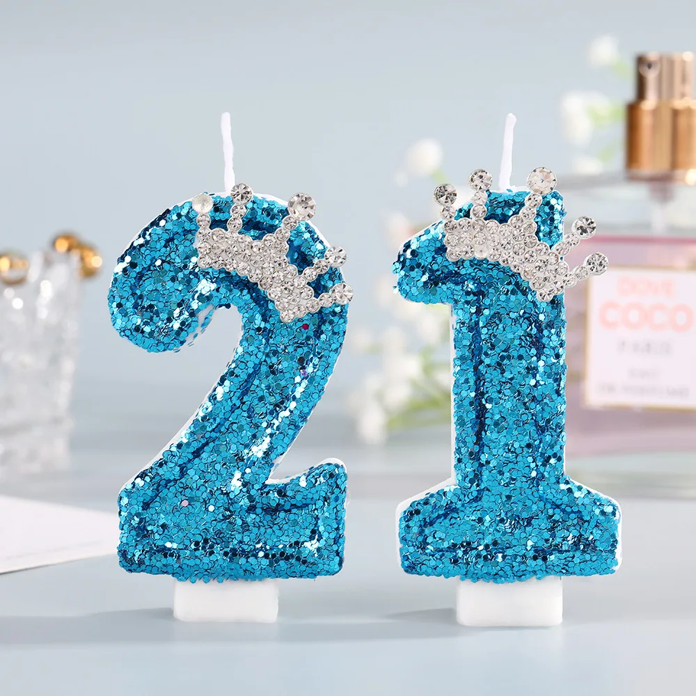 블루 크라운 숫자 생일 양초 0-9 - 공주 소녀 생일 - Holiday Candle Set 리뷰 및 가격