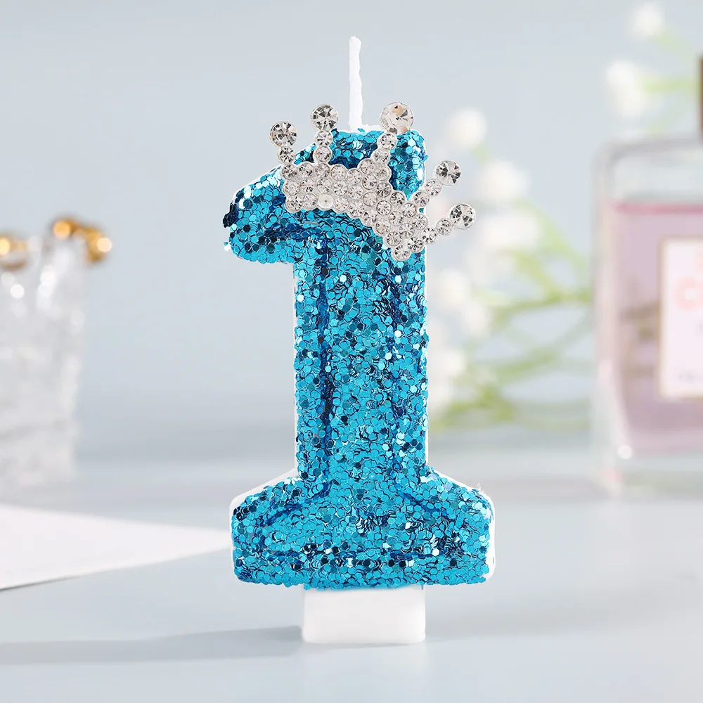 블루 크라운 숫자 생일 양초 0-9 - 공주 소녀 생일 - Holiday Candle Set 리뷰 및 가격
