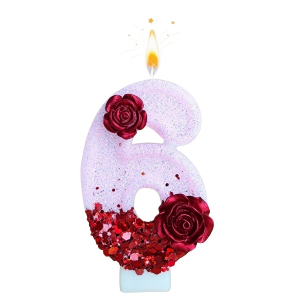 핑크 글리터 레드 로즈 플라워 생일 캔들 0 1 2 3 - Holiday Candle Set 리뷰 및 가격