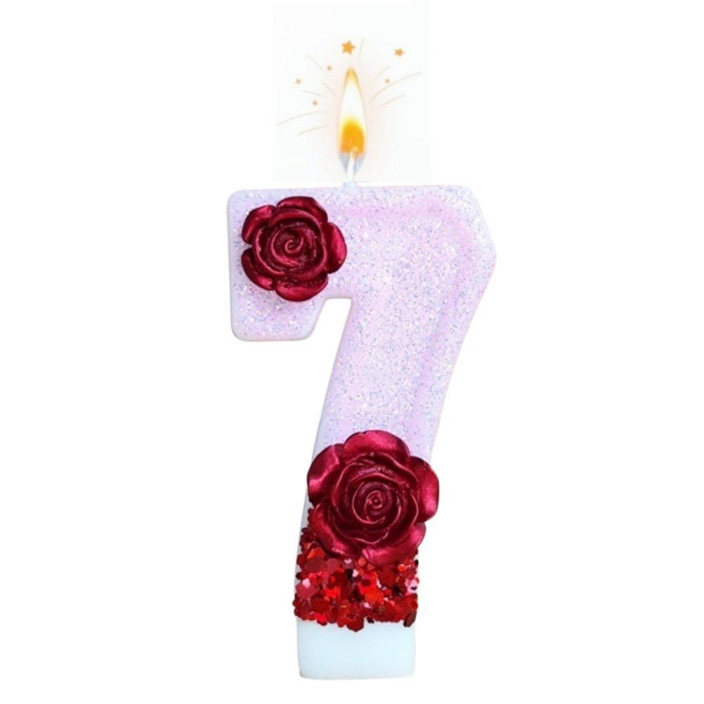 핑크 글리터 레드 로즈 플라워 생일 캔들 0 1 2 3 - Holiday Candle Set 리뷰 및 가격
